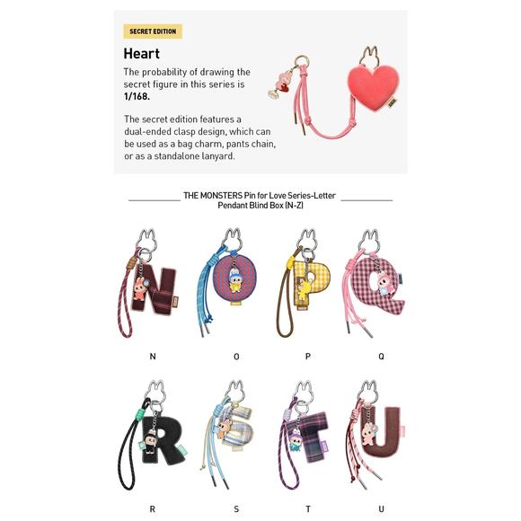 POP MART THE MONSTERS Pin for Love Series- Letter Pendant Blind Box (N-Z) - Picture 4 of 17